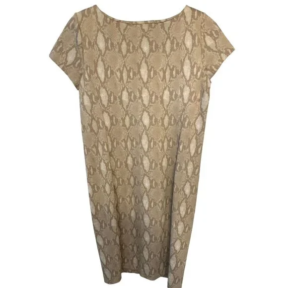 Ralph Lauren Contessa Women's Small Beige Snake Print Short Sleeves Knit Dress - Picture 2 of 4